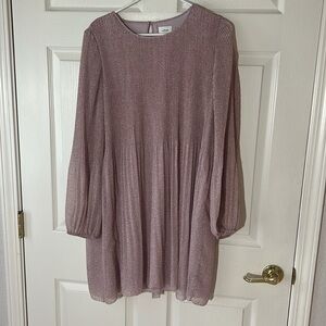 Aritzia Wilfred Daydreamer Pleated Mini Dress Long Sleeve,‎ Large